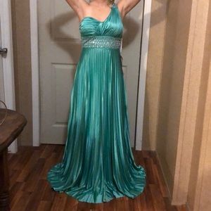 Turquoise dress with beaded detailing